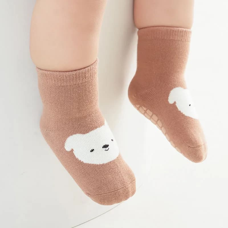 6 paires de chaussettes antidérapantes pour enfants, chaussettes de sol confortables à motif de rena