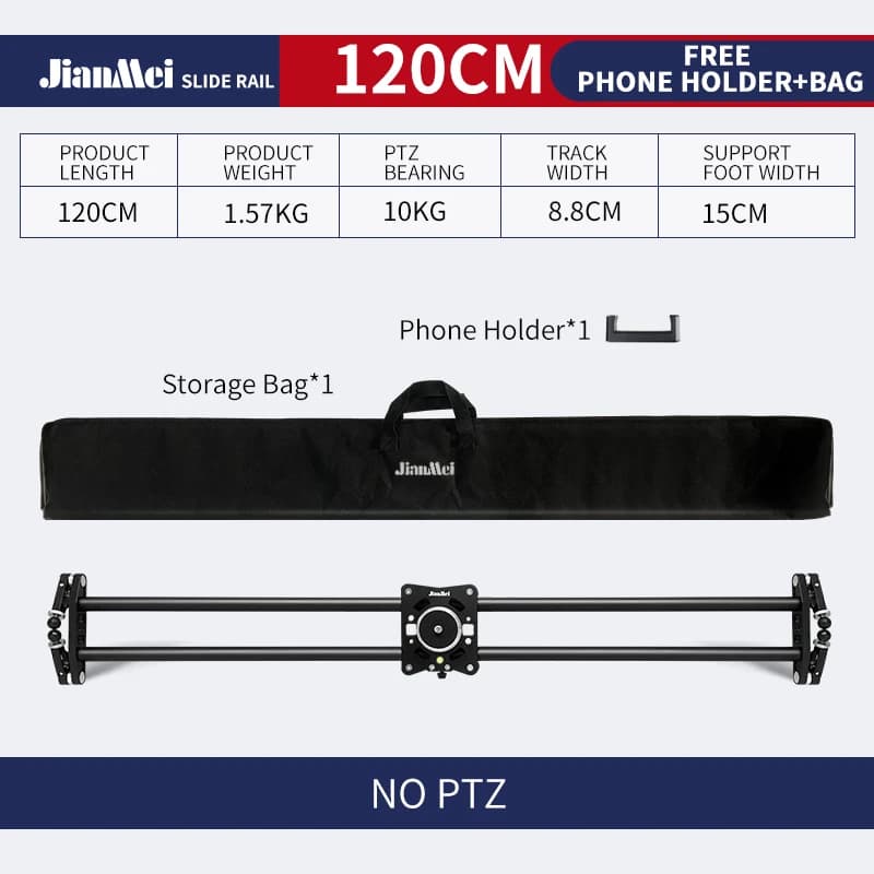 Jianmei Studio 120CM/47 pouces DSLR caméra curseur Dolly Track, stabilisateur vidéo, système de Rail