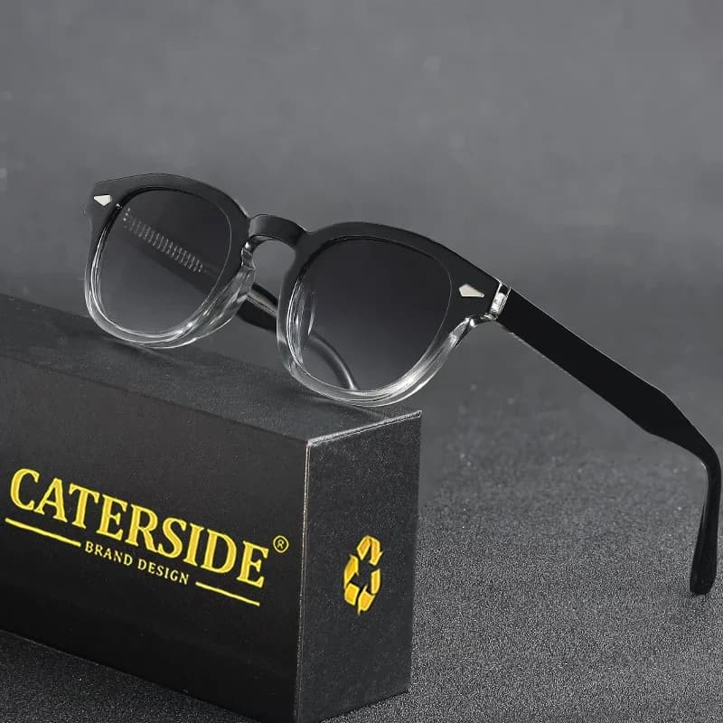 CATERSIDE rétro hommes lunettes de soleil rond Punk acide propionique broche Temple luxe lunettes de