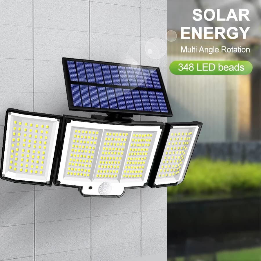 Lampes Solaires à 234 ou 318/348 LED avec 3 Modes de Fonctionnement, Détecteur de Mouvement Super Lu