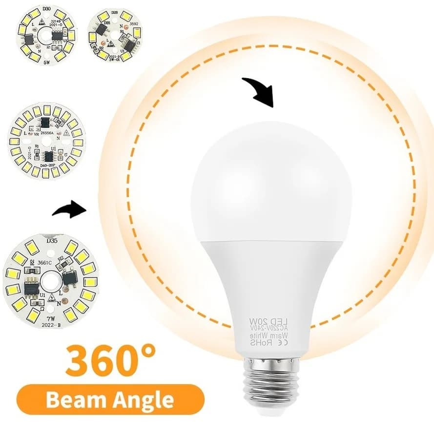 10 pcs/lot puce LED pour lampe ampoule 3 W 5 W 7 W 9 W 12 W 15 W SMD 2835 perles de lumière rondes A