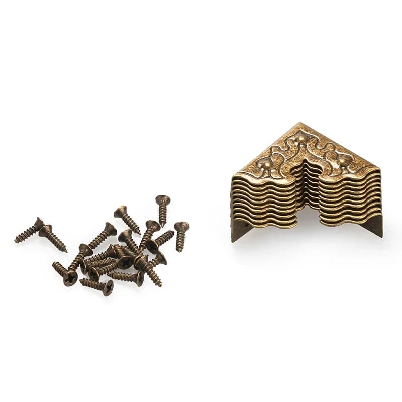 Pied d'angle de boîte à bijoux en métal pour meubles anciens, protecteur de caisse en bois, coin déc