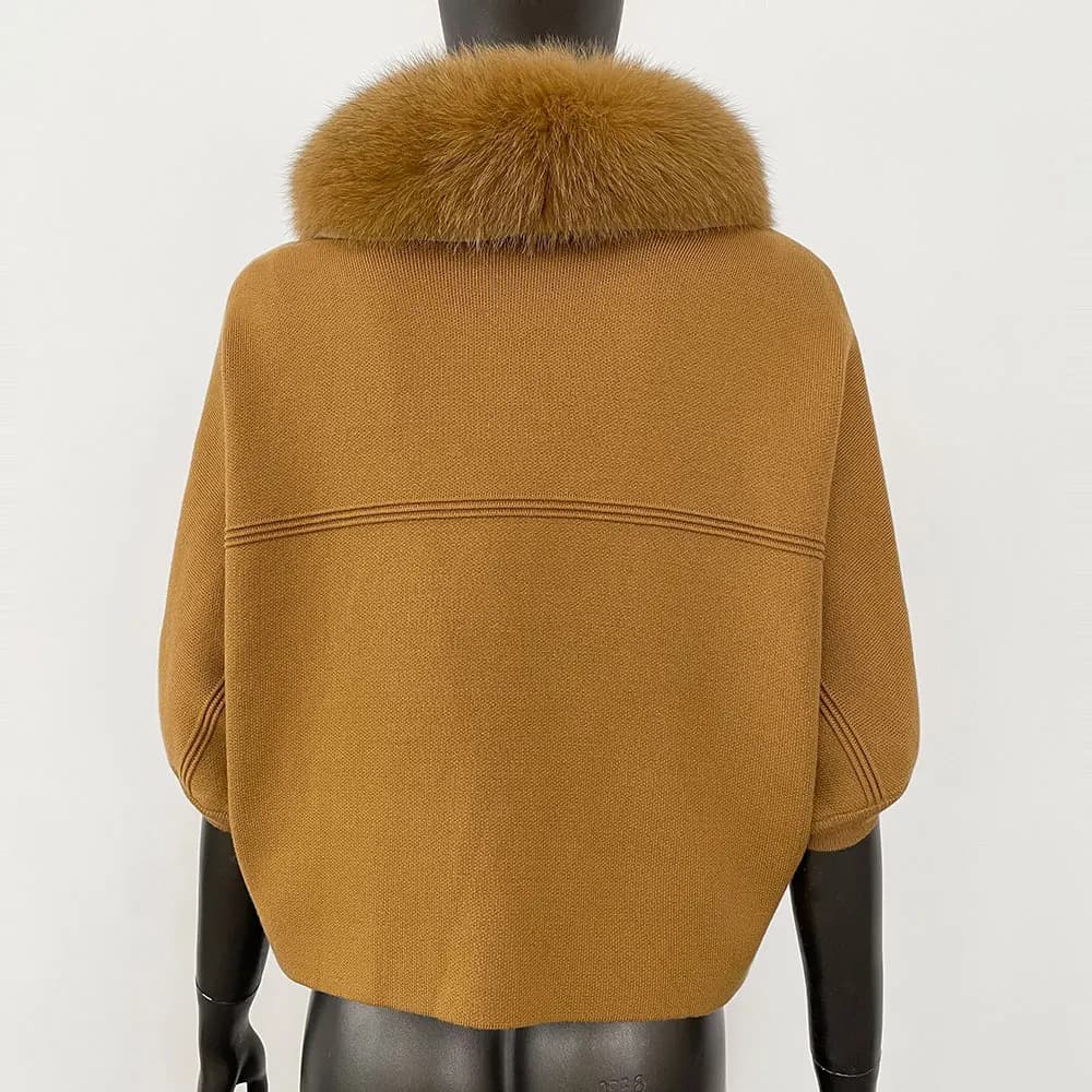 FURYOURSELF 2025 nouveau réel renard raton laveur col de fourrure manteau tricoté pull femmes à manc
