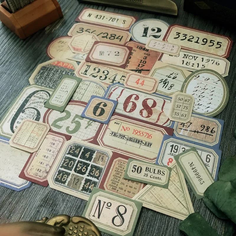 Étiquette autocollante Vintage avec numéro de Style Tim Holtz, étiquette autocollante rétro pour Alb