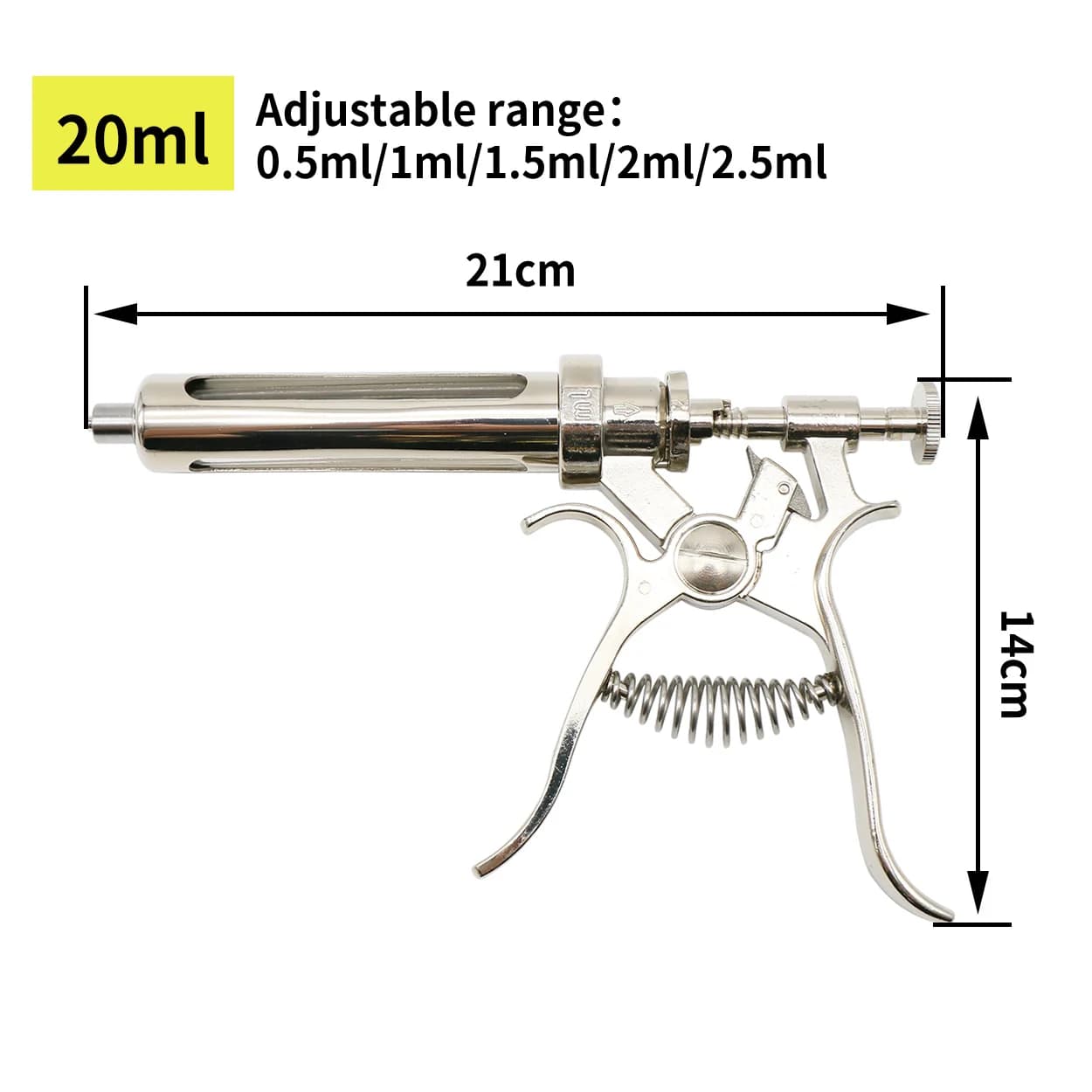 Revolver de seringue d'injection continue d'animal vétérinaire 10/20/50ml pistolet de vaccination au