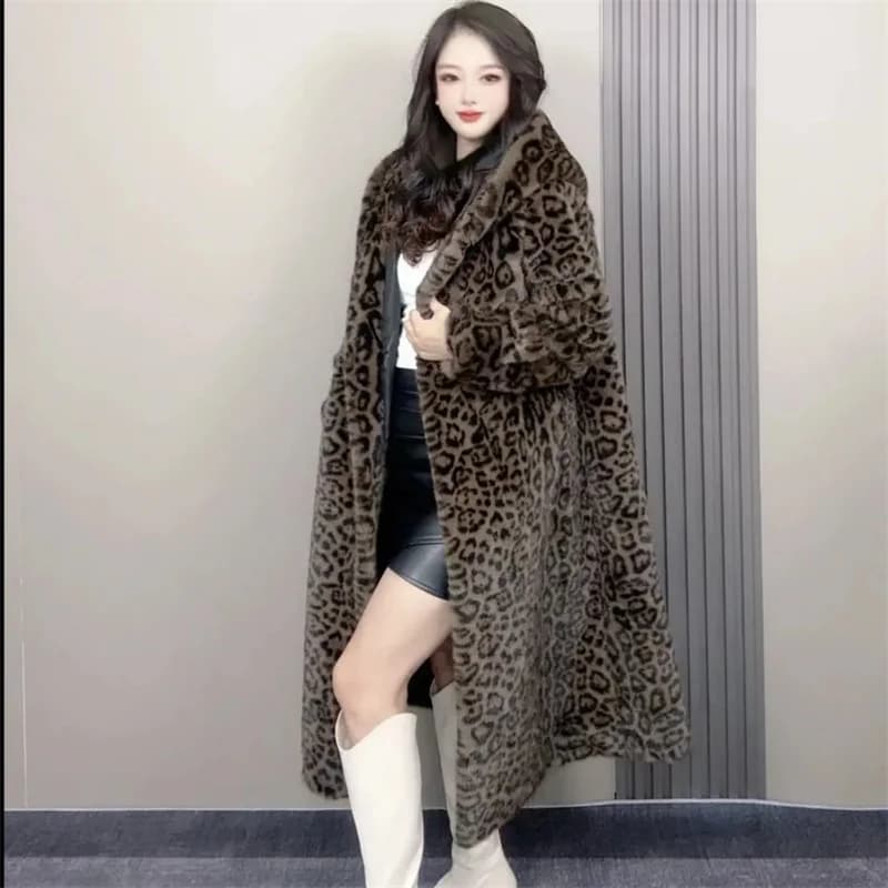 Veste en velours de vison imité pour femme, imprimé léopard, manteau paresseux et mn arc-en-ciel, à 