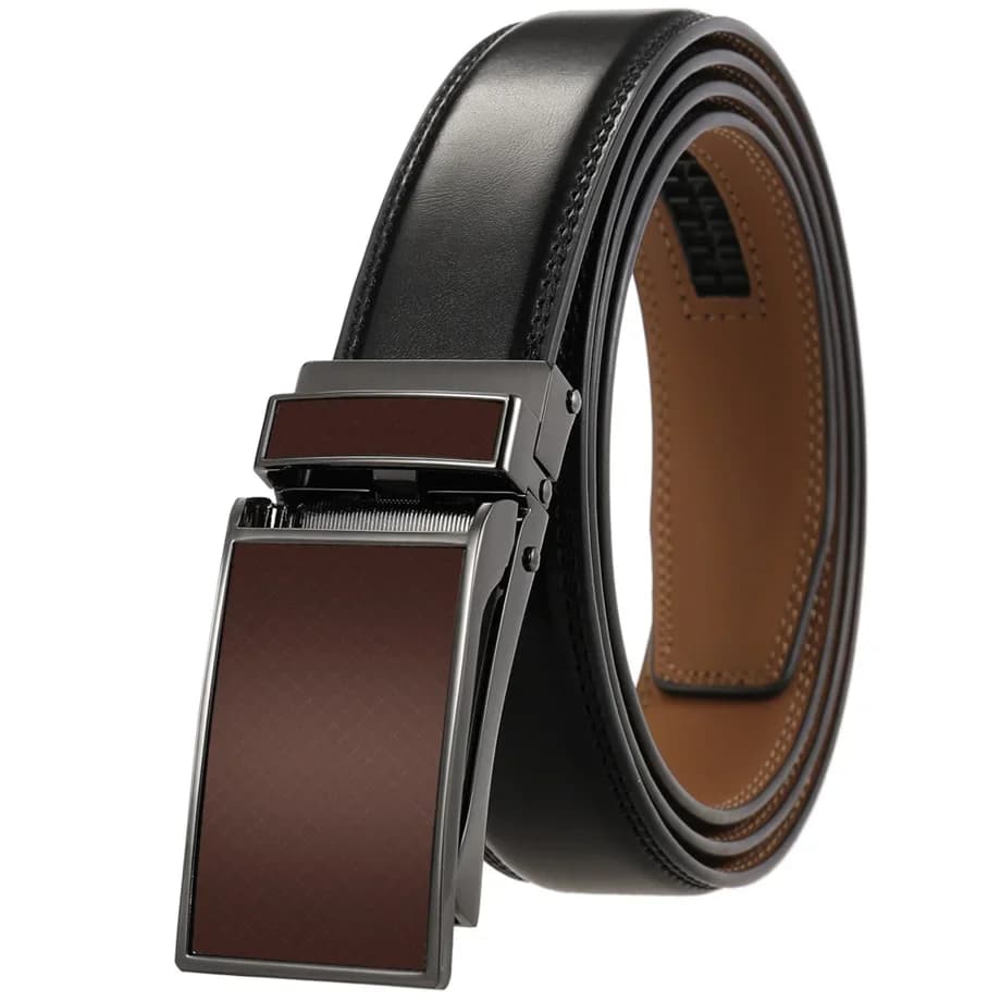 Ceinture à cliquet formelle en cuir de vachette véritable pour hommes, cuir d'affaires, métal de hau