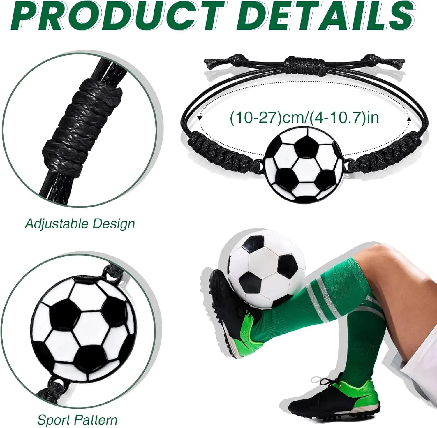 10-20 pièces Football enfants Bracelets réglable charme Football Bracelet sport tissé cordon Bracele