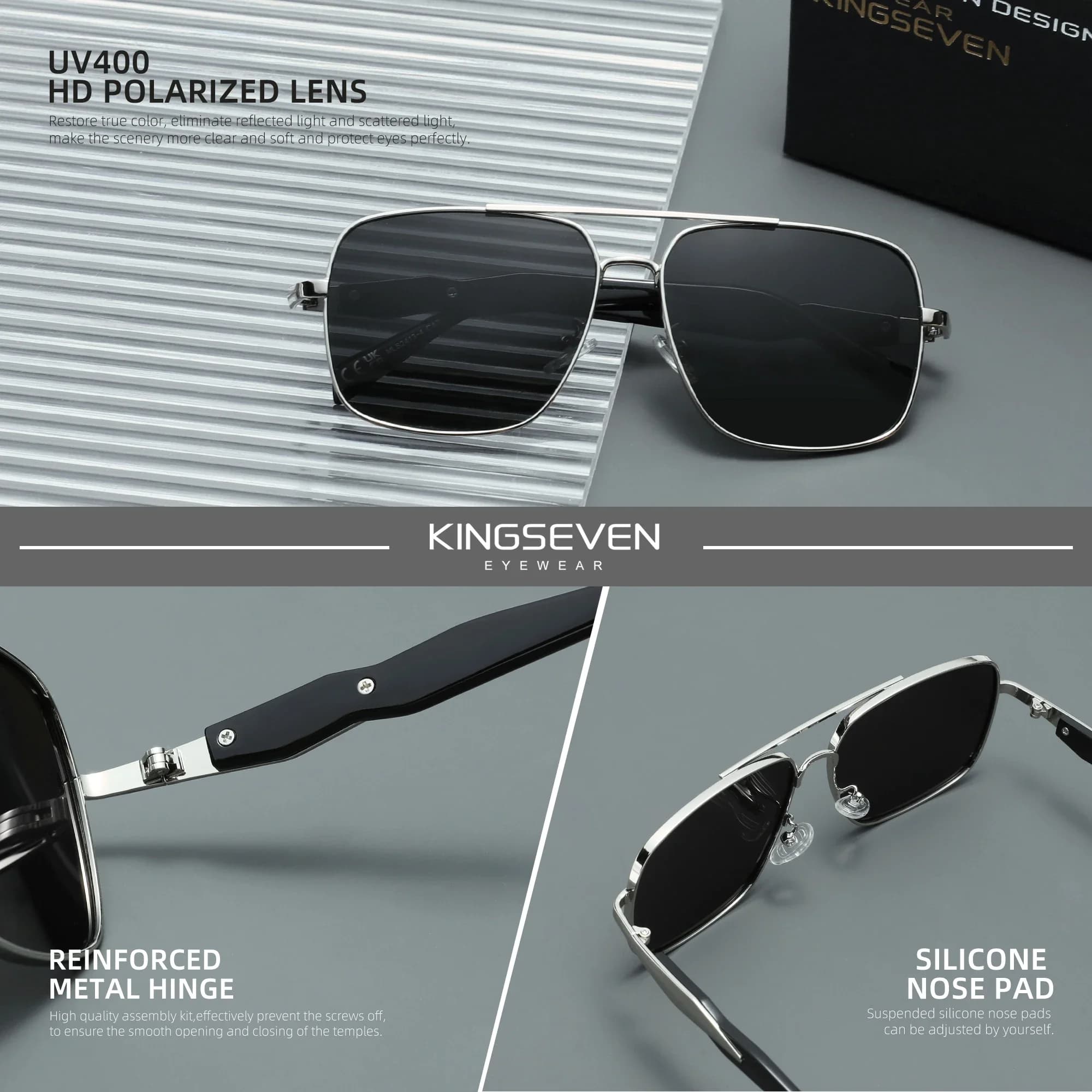 KINGSEVEN – lunettes de soleil polarisées pour hommes, monture métallique de haute qualité, verres a
