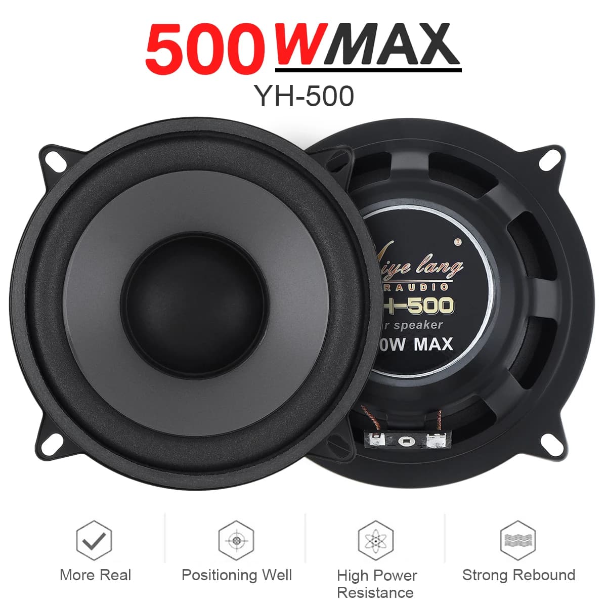 Haut-parleurs de voiture 5 pouces 500W, 2 voies, Audio de porte automatique, musique stéréo, gamme c