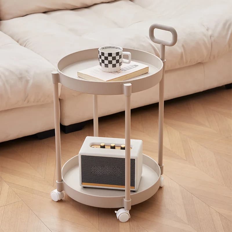 Table d'appoint élégante à 2 niveaux avec roulettes - Table chariot dans le salon | Table de canapé 