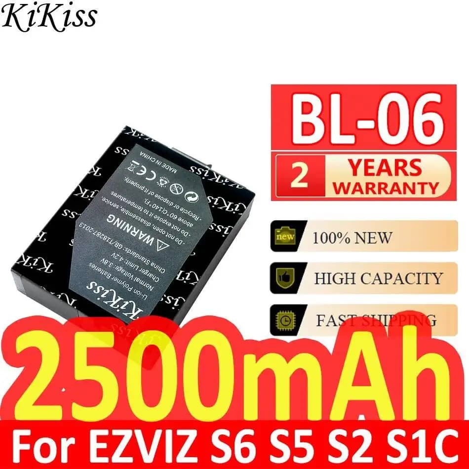 Batterie d'appareil photo numérique BL-06 Durable pour Ezviz S6 S5 S2 S1C 2500Mah, haute efficacité