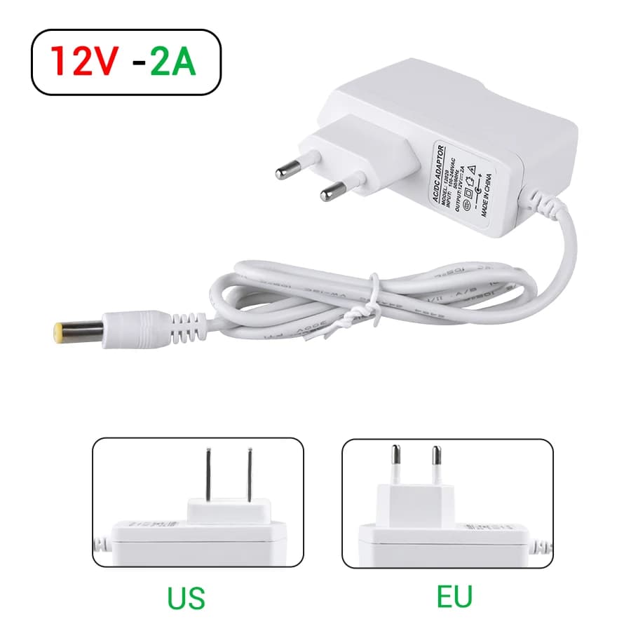 Adaptateur d'alimentation DC12V, transformateur d'éclairage, entrée AC 100-240V à sortie DC 12V 1A 2