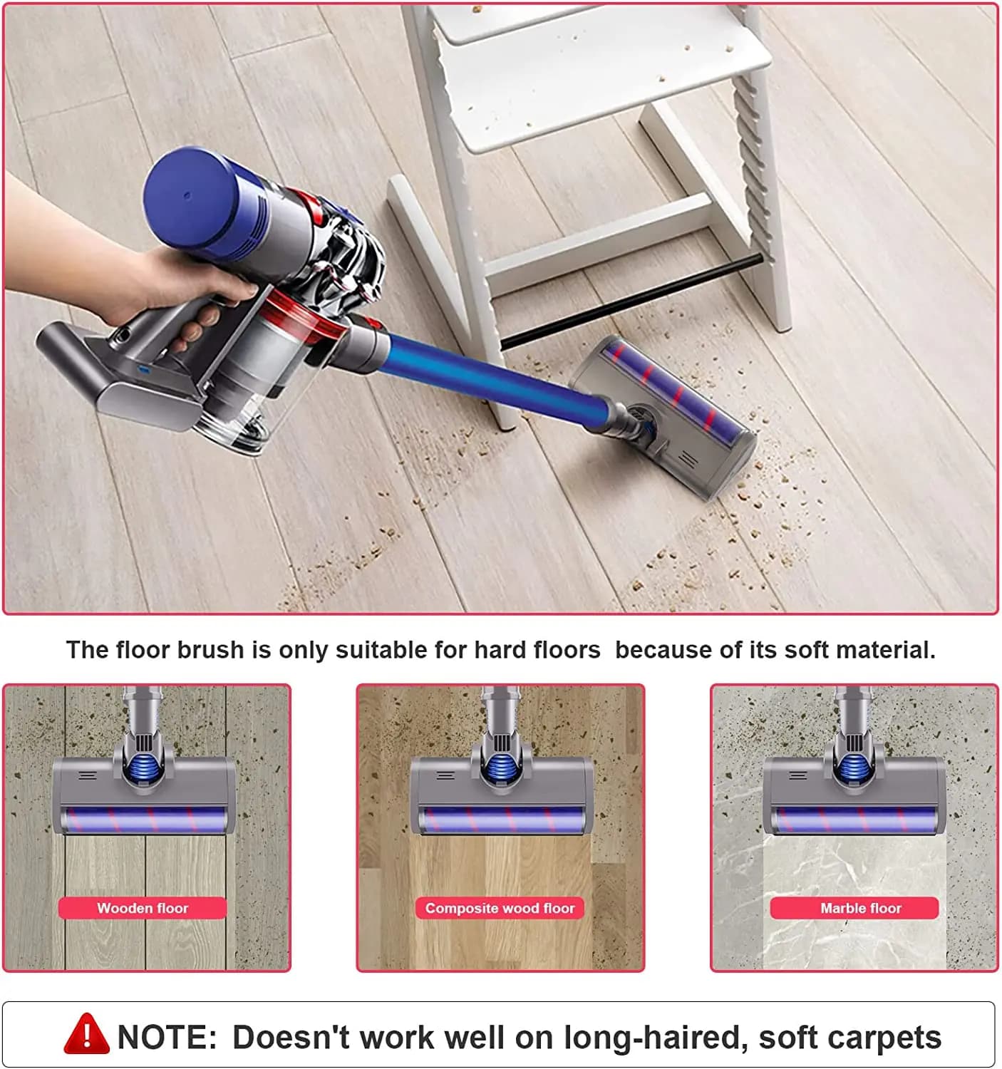 Tête de brosse de sol motorisée, outil pour aspirateur Dyson V6 DC58 DC59 DC61 DC62, balayeuse douce
