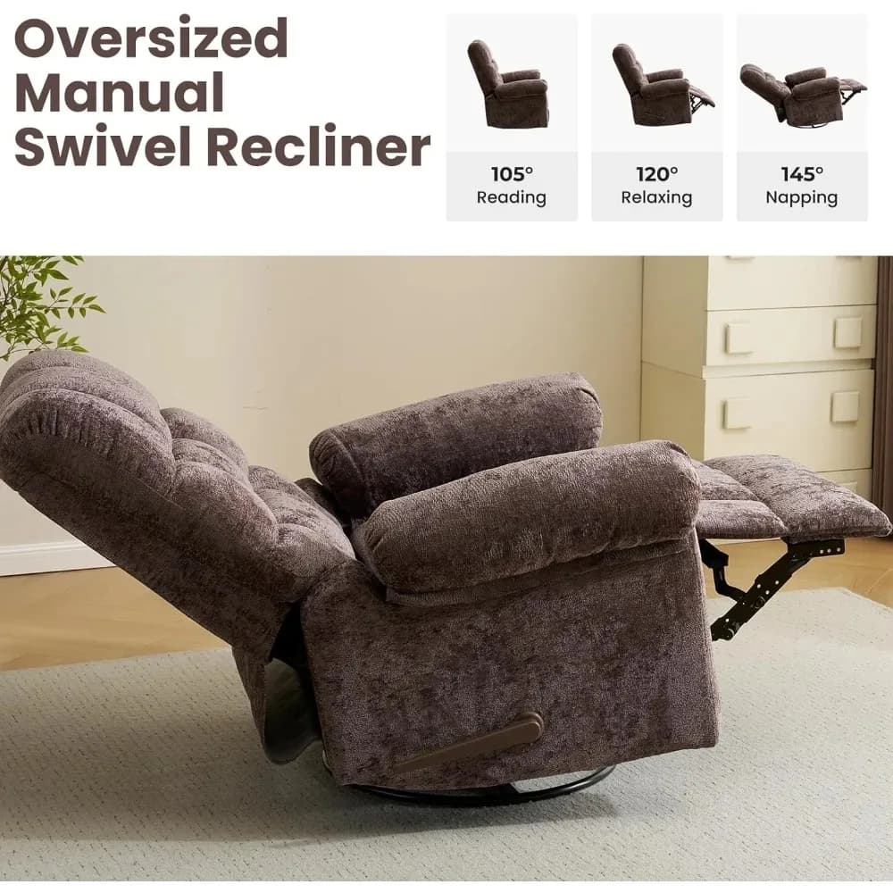 Fauteuil inclinable à bascule pivotant surdimensionné 26' fauteuil inclinable manuel extra large pou