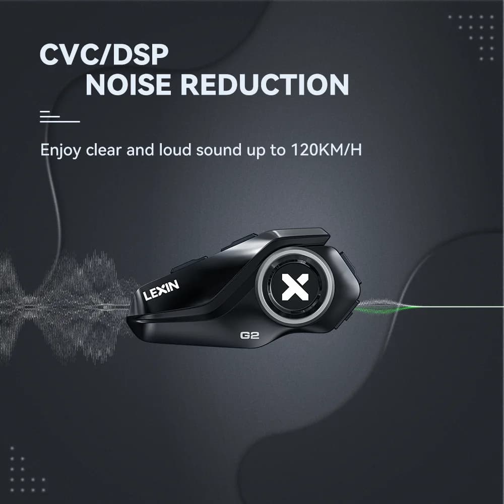 Lexin G2P casque d'interphone moto casques Bluetooth, communicateur mains libres jusqu'à 6 coureurs 
