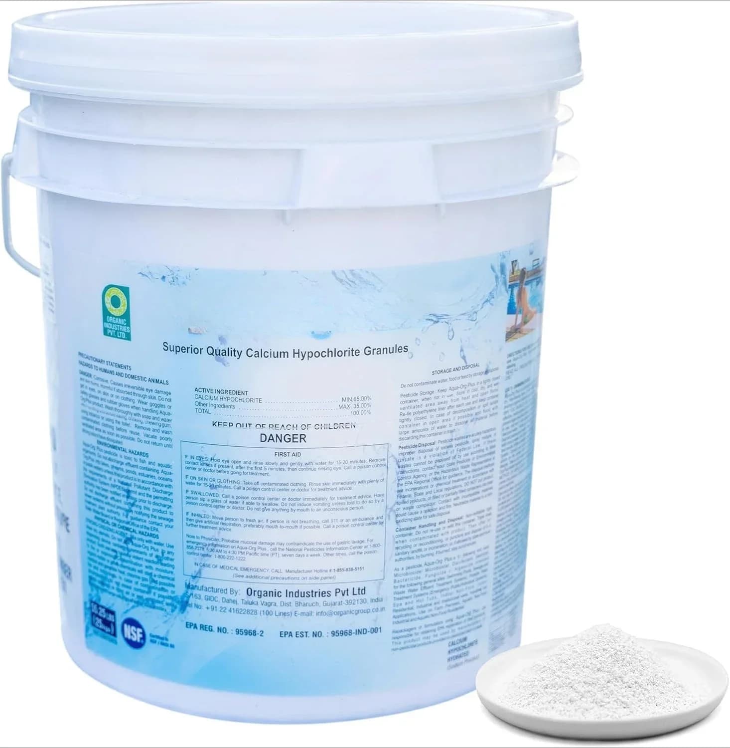 Choc de piscine POPULAIRE par Aqua Org Plus - 65 % granulaire Cal Hypo - Choc de piscine pour piscin