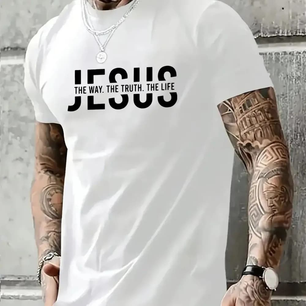 T-shirt col rond ample décontracté en fibre de polyester pour hommes, haut de sport de plein air ave