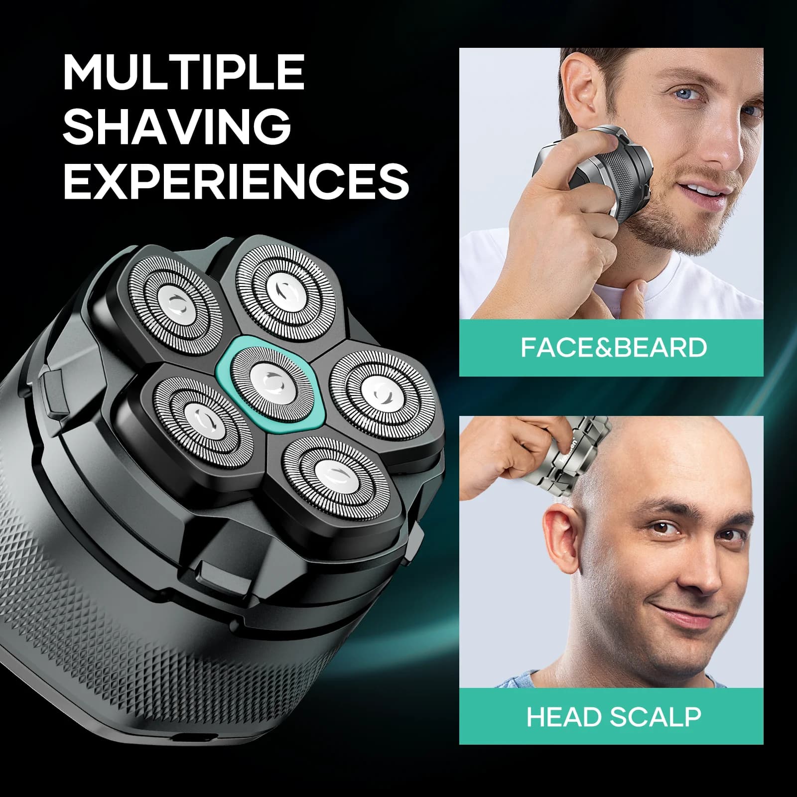 KENSEN rasoirs à tête électrique pour hommes chauve 6D rasoir magnétique tondeuse à barbe USB LED Re