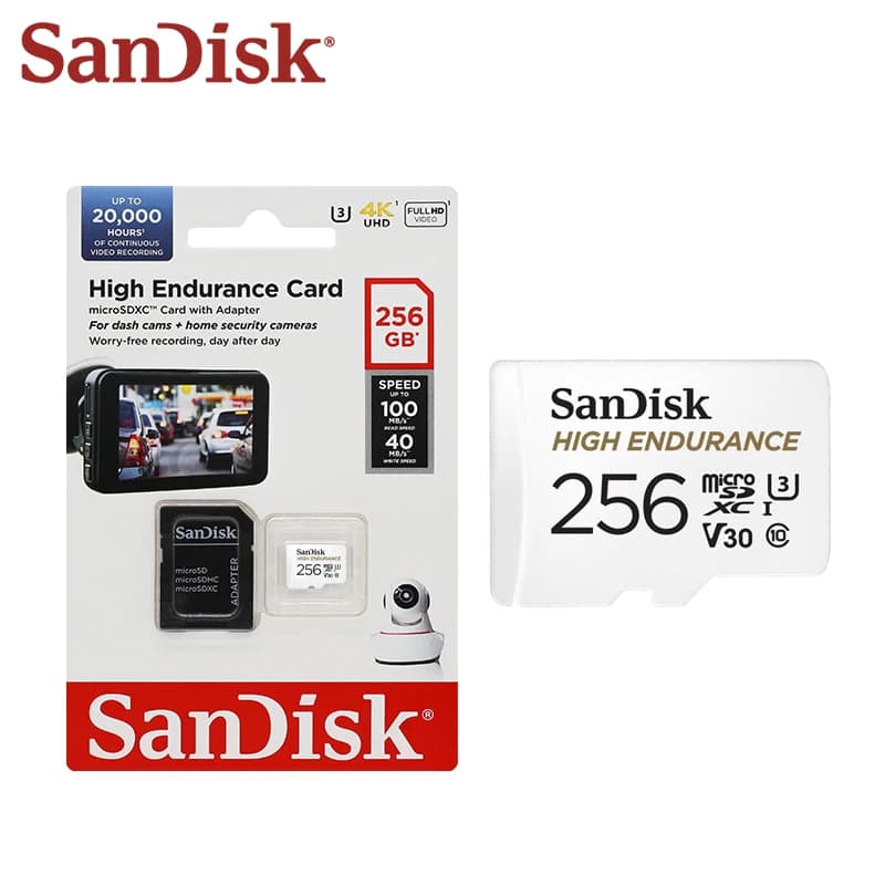 Carte Micro SD SanDisk High Endurance originale, MicroSDHC 32GB V30 C10, MicroSDXC 64GB 128GB 256GB,