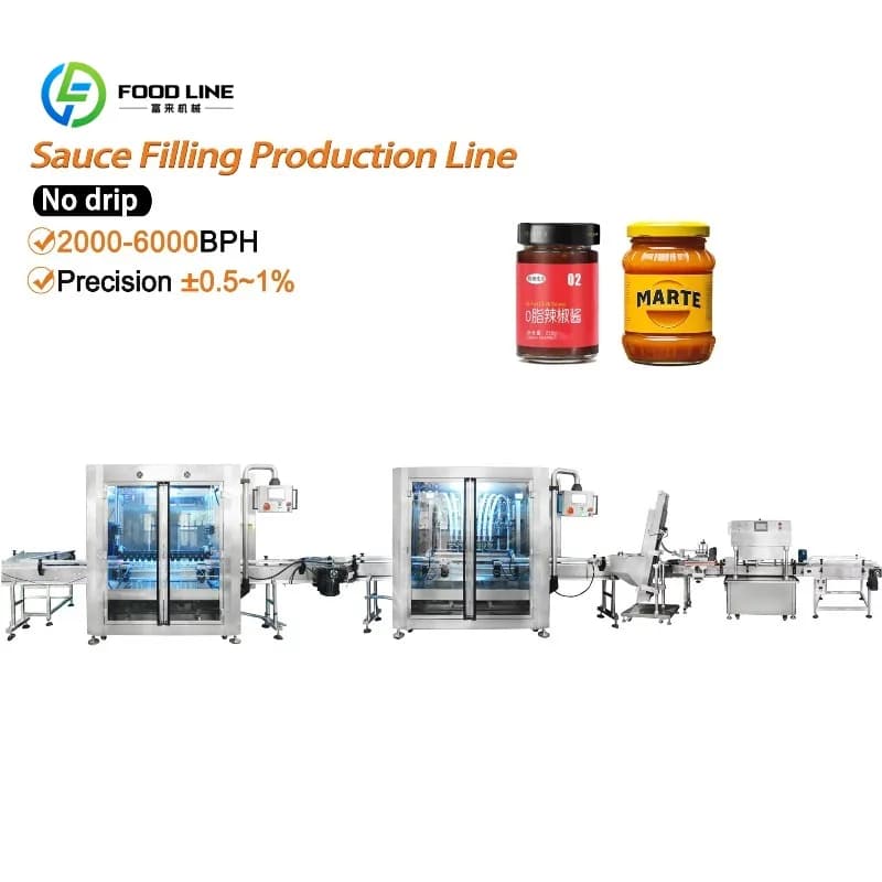 Ligne de production de remplissage automatique de sauces : mayonnaise, ketchup, confiture, vinaigret