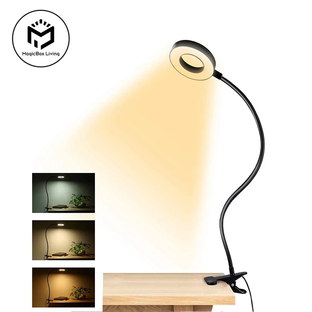 Lampe de bureau à clipser 48 LED 360 ° Lampe de Table de lecture à col de cygne Flexible, pince USB 