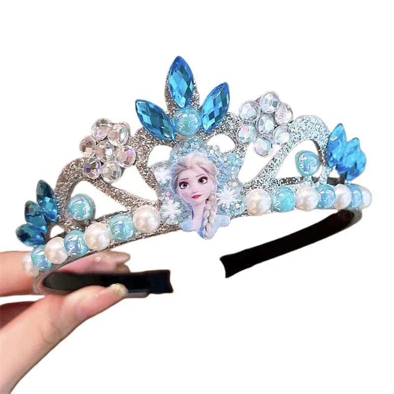 Bandeau couronne scintillante bleue Elsa Disney la reine des neiges avec perles, accessoire pour che