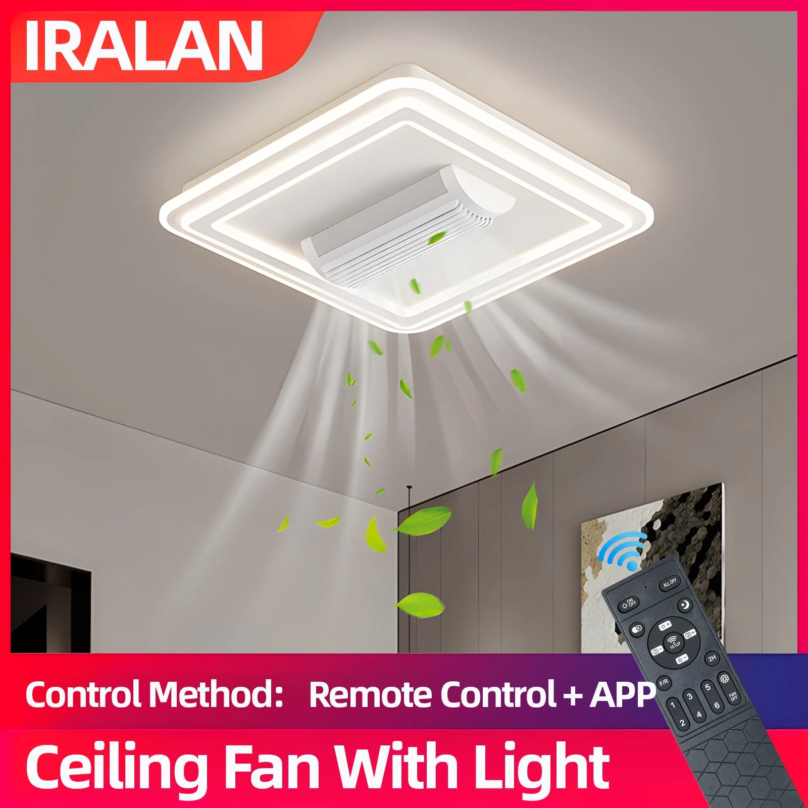 Ventilateur de plafond sans lame avec télécommande, luminaire moderne, décoration de la maison intel