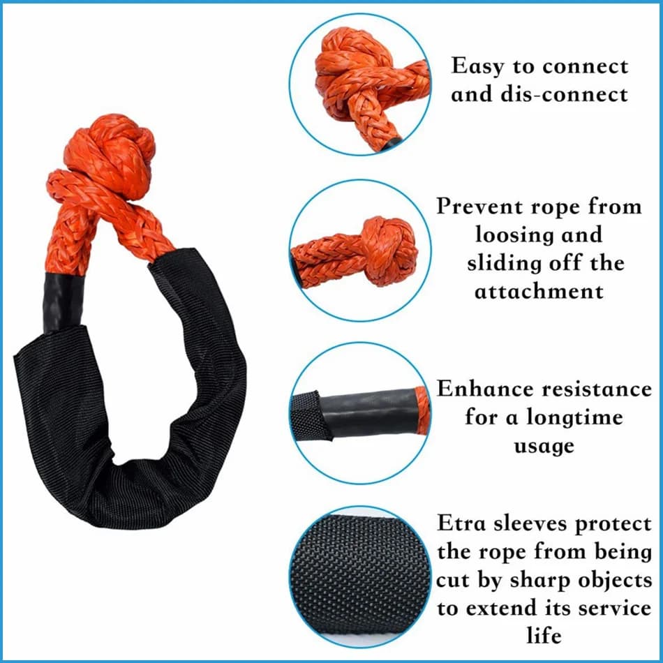 2 paquets de manilles souples synthétiques avec sac de rangement, 41,000 lb, force de rupture maxima