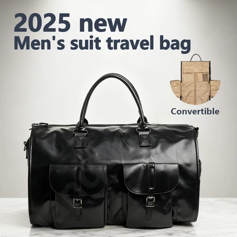 Sac de voyage d'affaires en cuir PU pour homme, grand sac de voyage convertible 2-en-1, imperméable,
