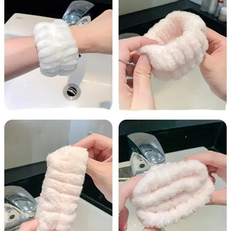 2 pièces lavage du visage main dragonne réutilisable bandeau de sueur microfibre serviette bande Fle
