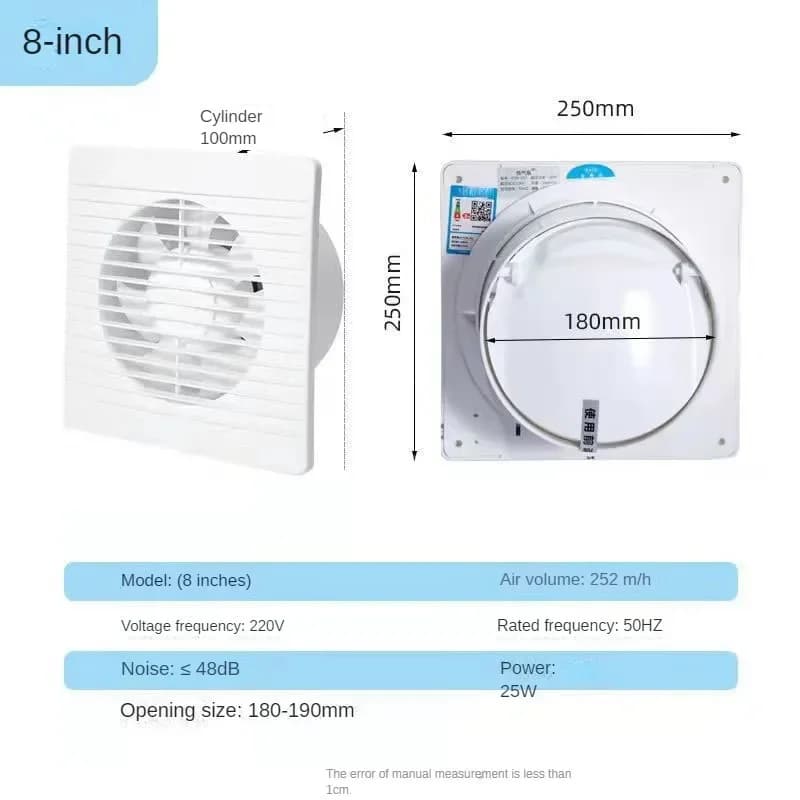 4 "6" 8 "ventilateur d'échappement électrique toilette puissant extracteur muet ménage mur cuisine I