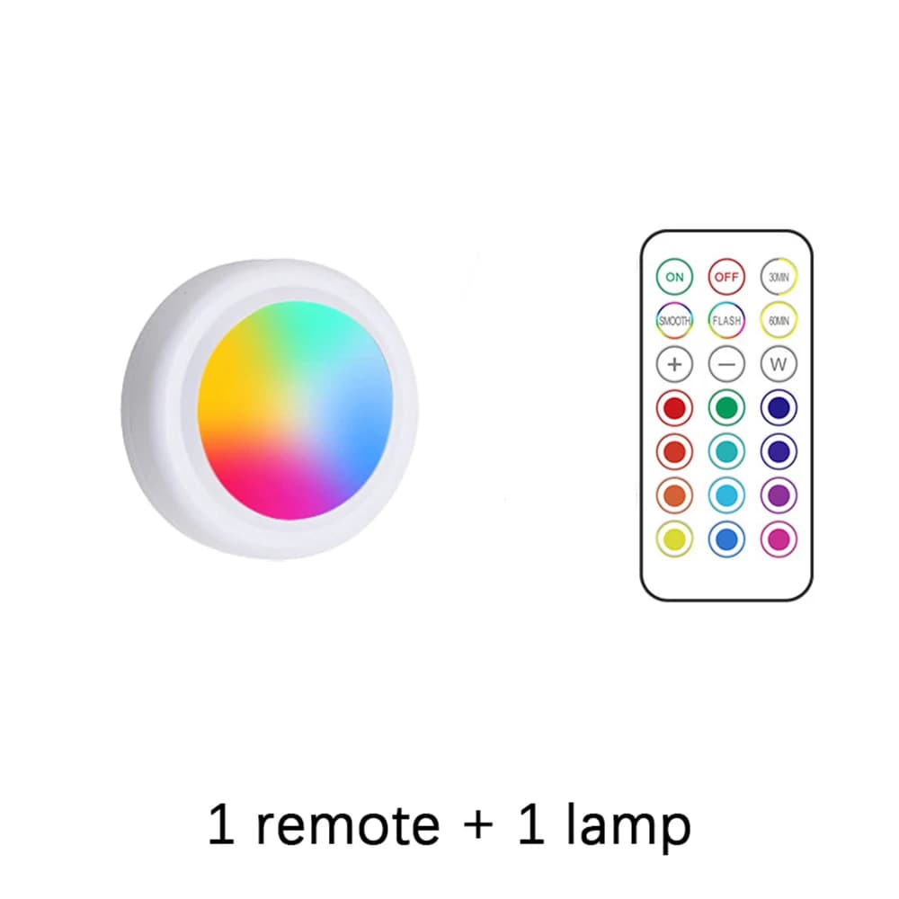 Lumières LED RVB sous-meuble avec télécommande, alimentées par batterie, lampe de nuit sans fil à in