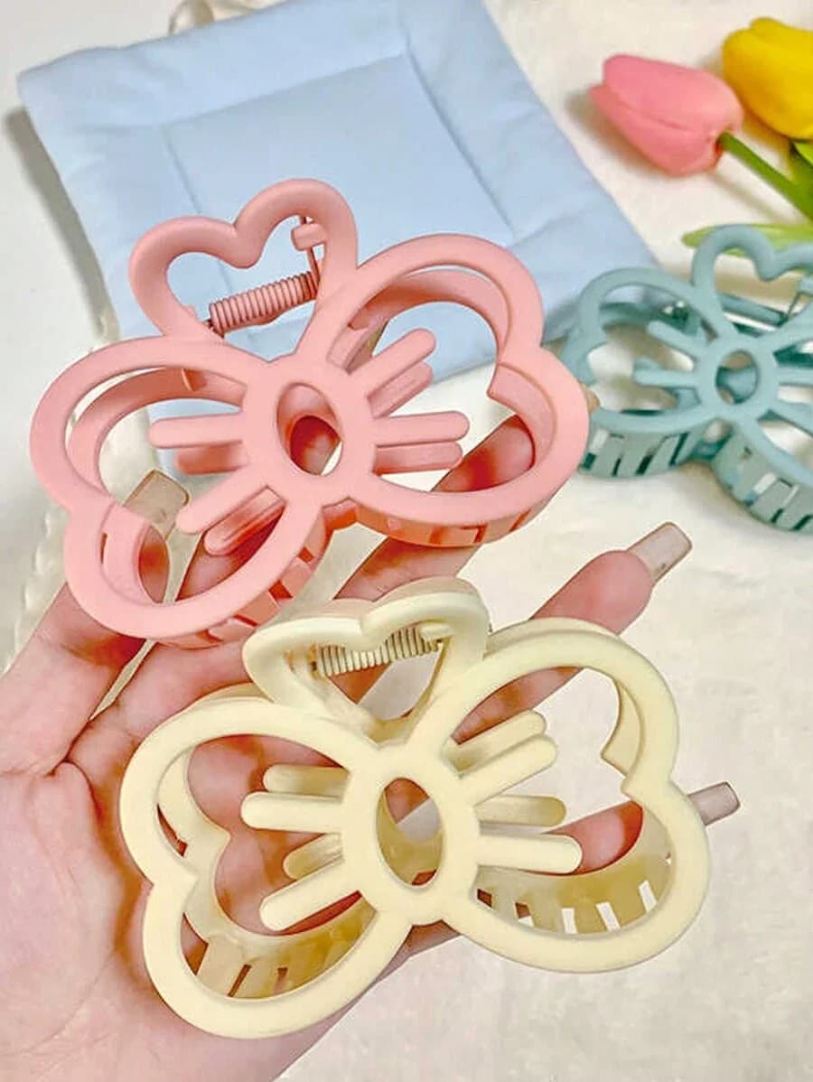 Pince à cheveux avec nœud de chat couleur bonbon, pince à griffe en plastique, pince à cheveux en fo