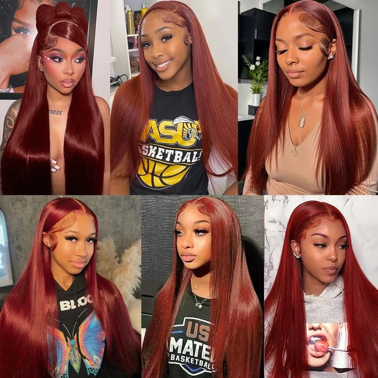 Perruque Lace Front Brésilienne Naturelle Cheveux Lisses, Brun Rousse, 13x4, 13x6, HD, 5x5, Pre-Pluc