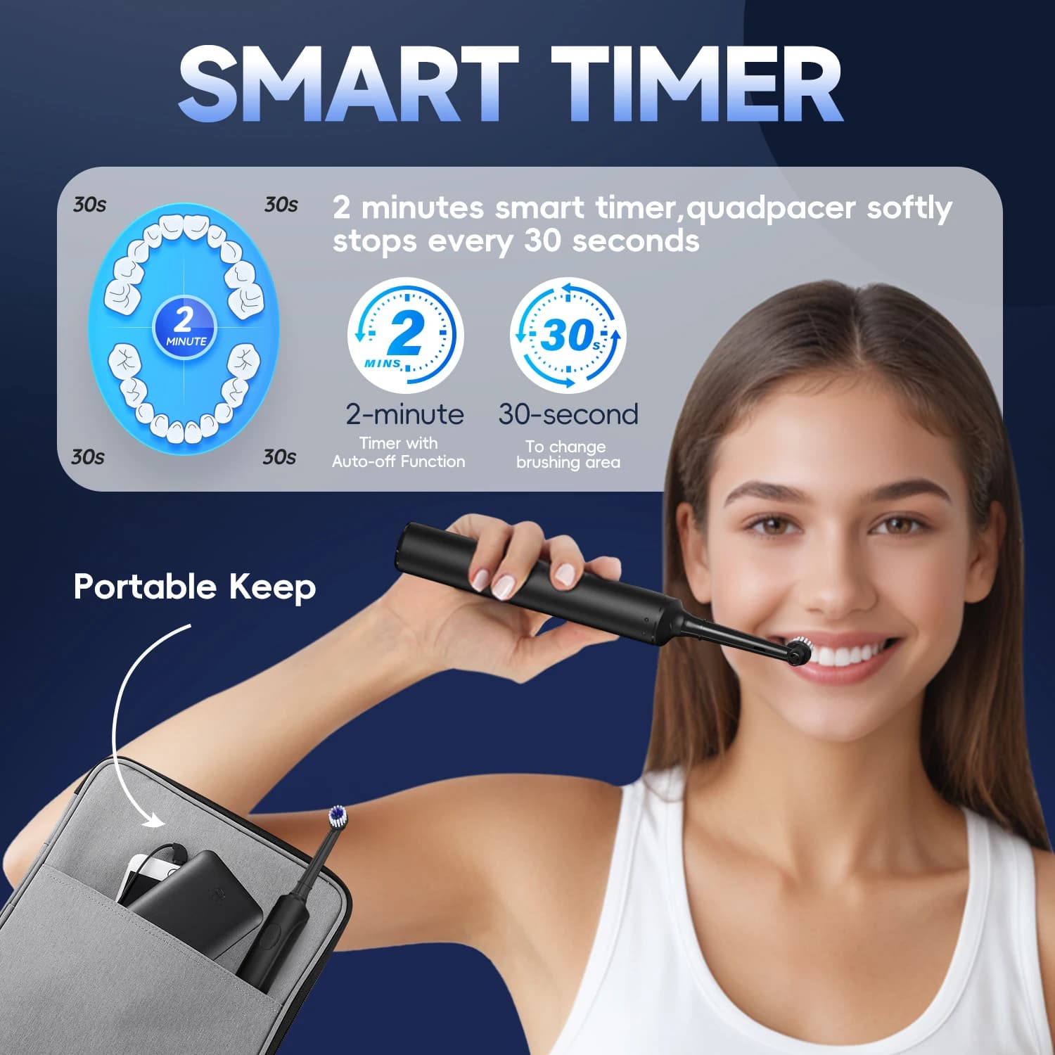 Brosse à dents électrique pour adultes, Rechargeable, sonique T37, avec 3 Modes, étanche IPX7, moteu