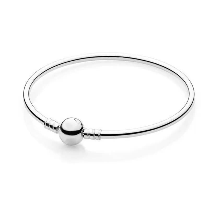 Bracelet classique en argent pur 925% pour femmes, breloque ronde à la mode, bijoux de luxe originau