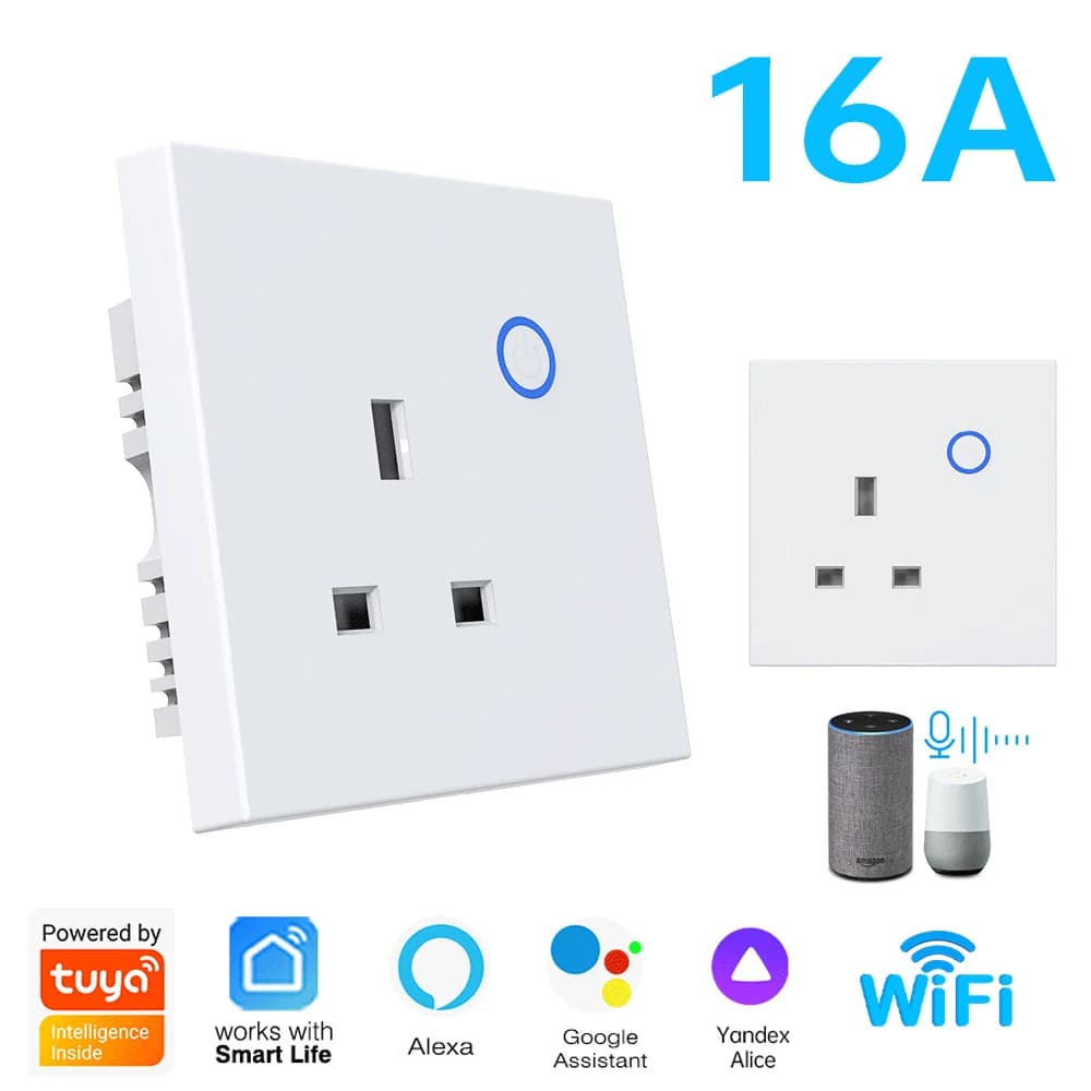 Prise intelligente WiFi TUYA - Prise murale standard britannique avec télécommande pour le commutati