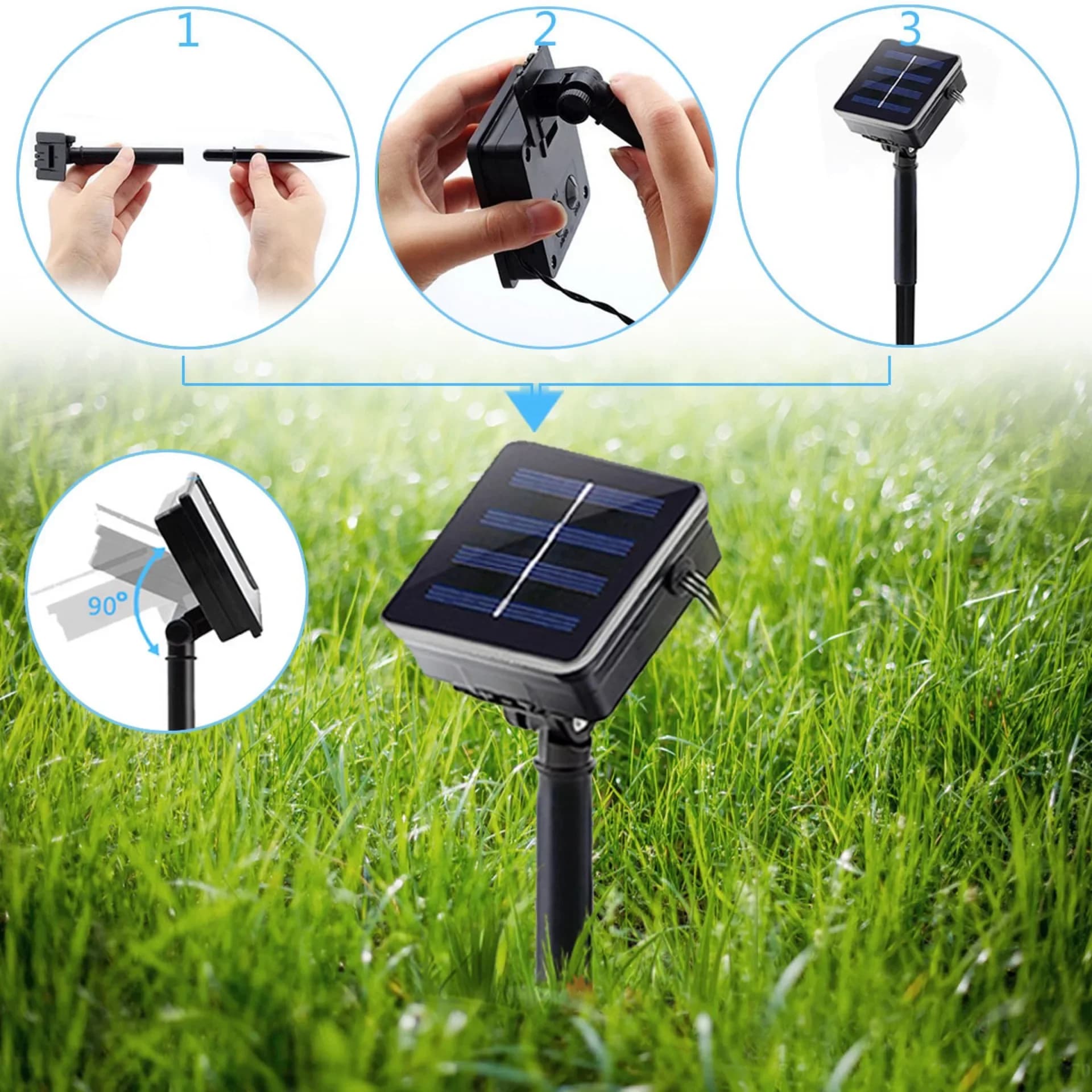 10 M/7 M chaîne solaire lumières de noël en plein air 100/50/20LED 8 Mode étanche fleur jardin fleur