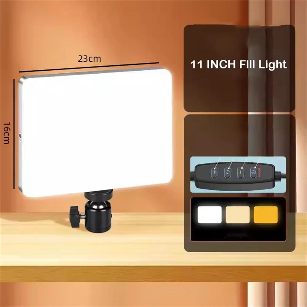 Lampe vidéo LED avec trépied professionnel, télécommande, éclairage de panneau à intensité réglable,