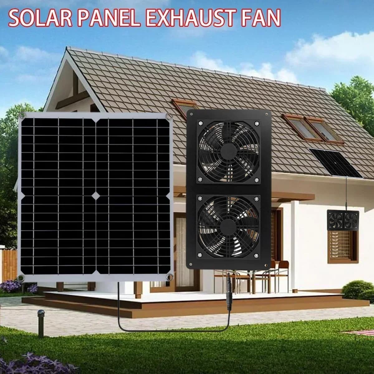 Ventilateur à panneau solaire extérieur pour entrepôt de chiens, température de refroidissement de l