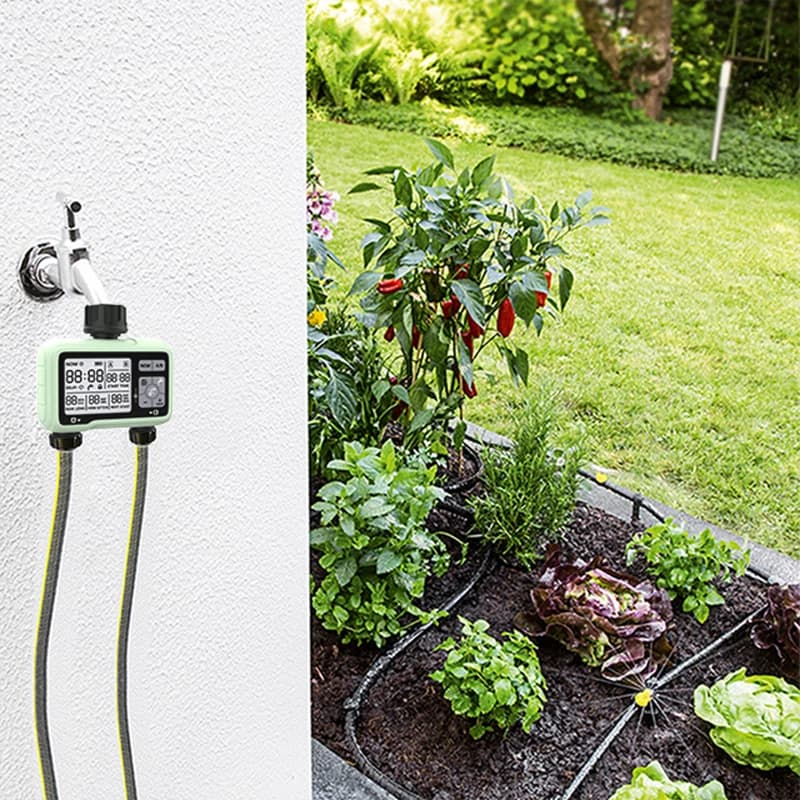 Système d'arrosage intelligent à double sortie avec minuterie pour jardin et extérieur Eshico HCT-32
