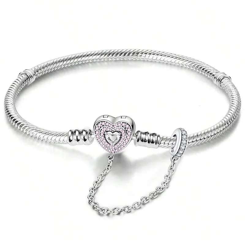 Bracelet en argent sterling 925 personnalisé, simple, en forme de cœur, à griffes, pour la fabricati