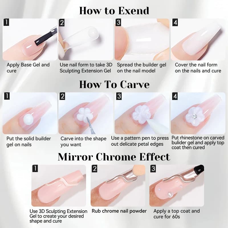 NICOLE DIARY blanc antiadhésif Extension de main Gel vernis à ongles pour 3D façonnage sculpture fle