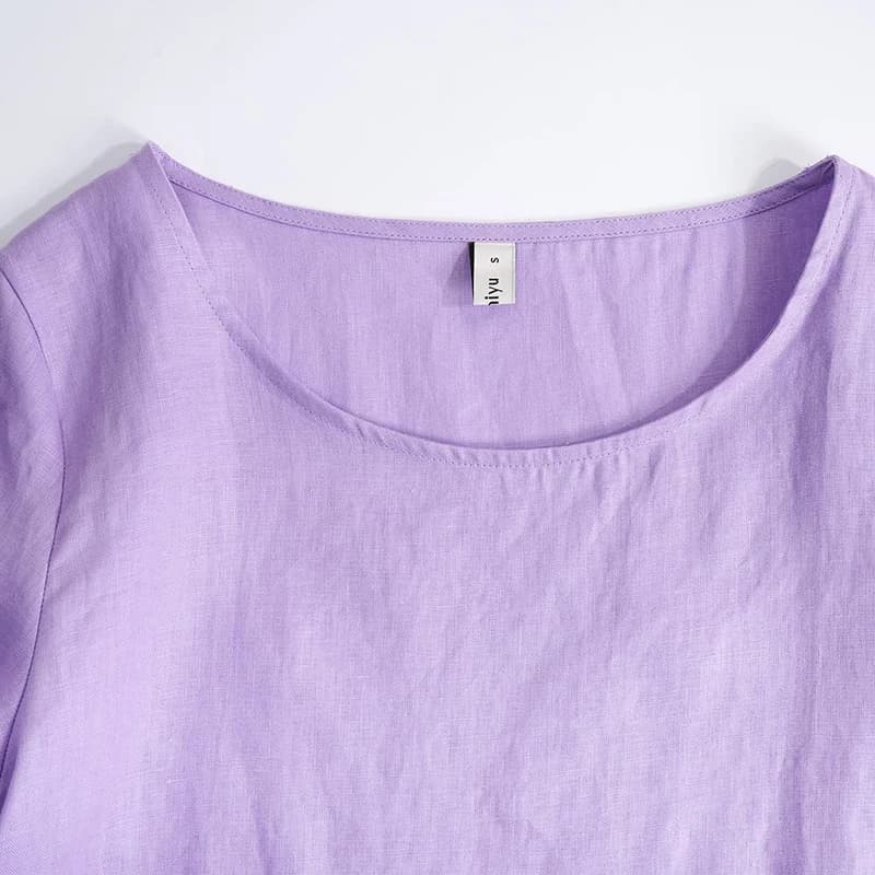 T-shirt Oversize 100% Lin Décontracté Asymétrique Blouses Femme Tendance 2026 Harajuku Basique Haut 
