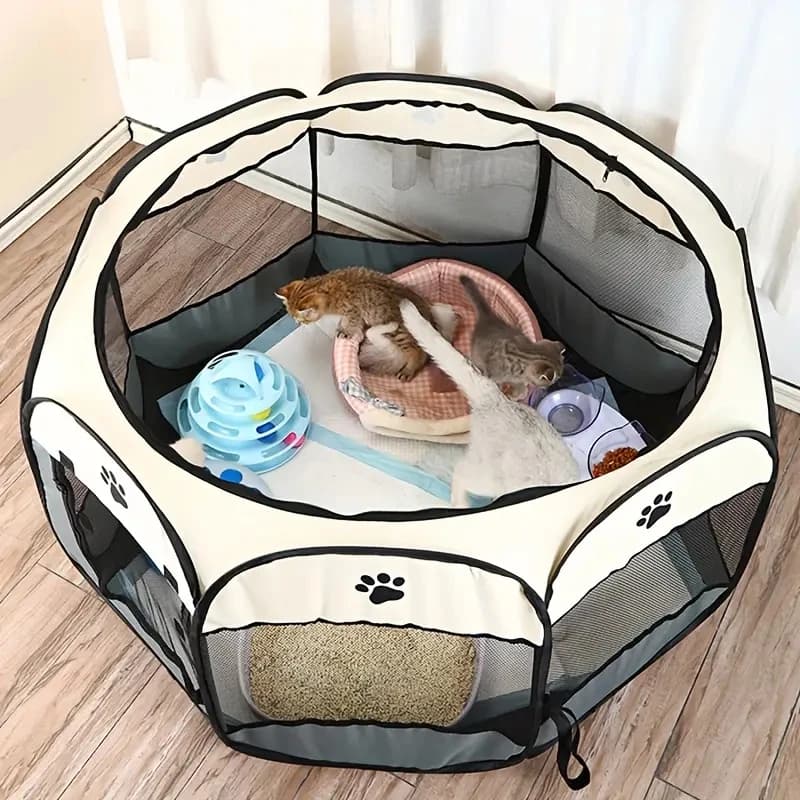Clôture Octogonale pour Animaux de Compagnie, Chambre de Maternité pour Chat, Tissu Oxford Imperméab