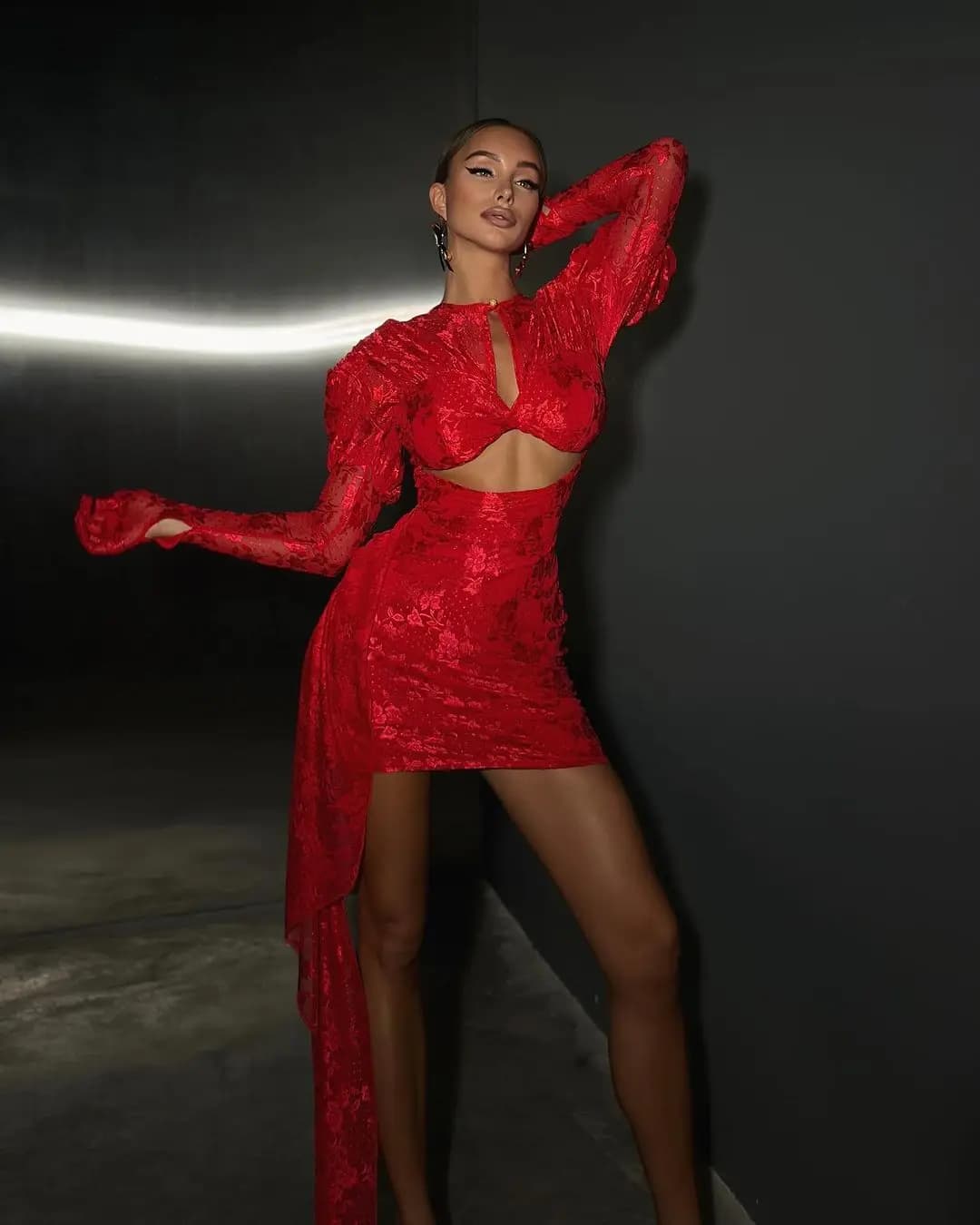 Mini robe drapée pour femme, gants sexy, rouge, blanc, batterie, boîte de nuit, fête, bar, chanteur,