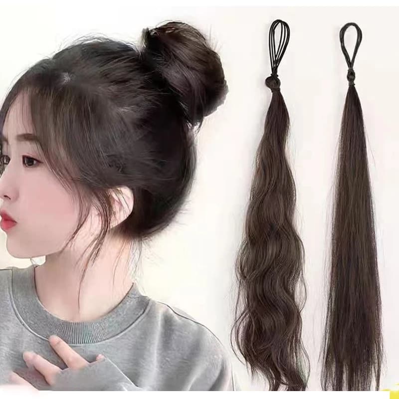 Perruque boule d'enroulement en Fiber synthétique, anneau de cheveux, chignon naturel moelleux, Volu