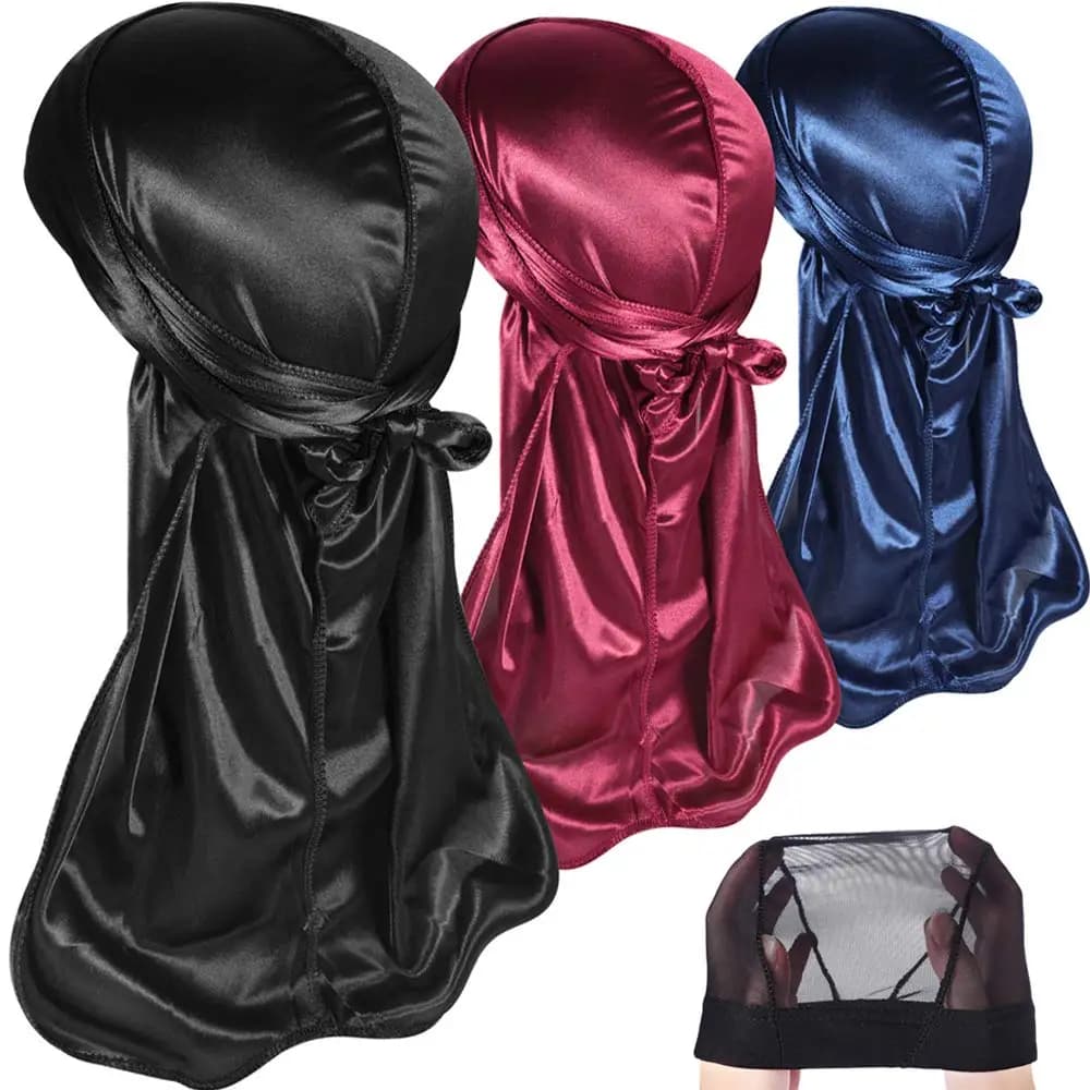 3 pièces bandeaux Durag soyeux Durag pour hommes femmes avec vague libre casquette Durags Pack avec 