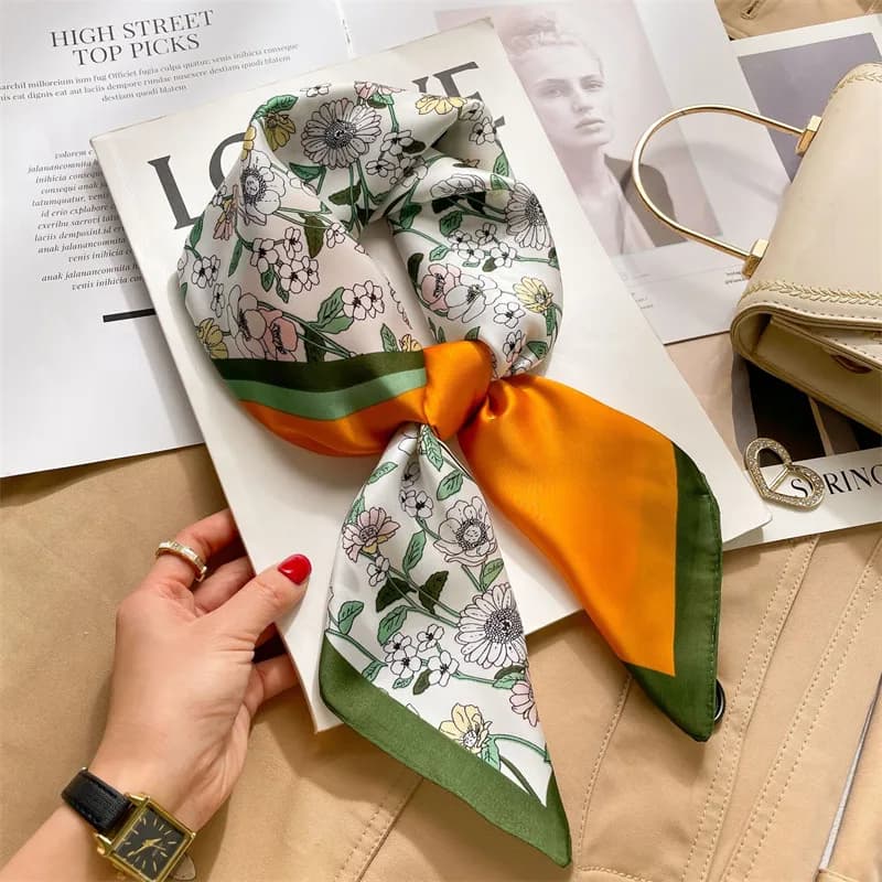 Foulard Carré à Rayures de Luxe pour Femme, Châle Rond, 70cm, pour la raq, Sauna, Hijab, Bandana, Ca